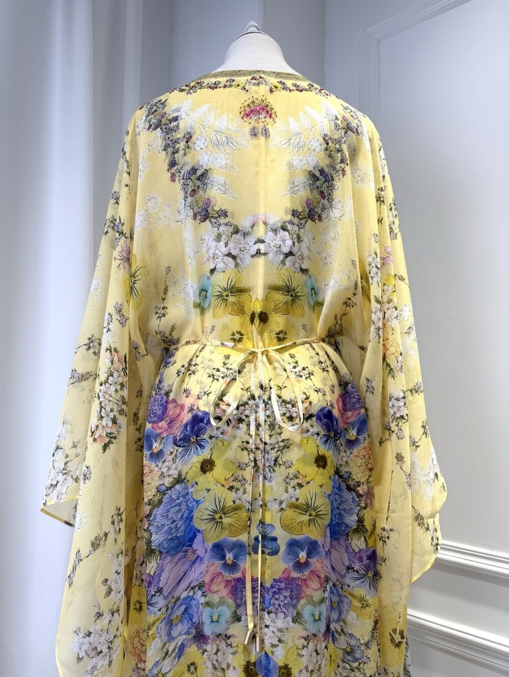 Camilla Long Kaftan Dress With Waist Detail In Darling Buds - Picture 10 of 16